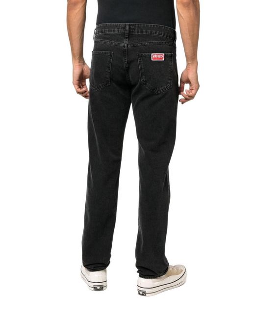 KENZO Black Bara Mid-Rise Slim-Cut Jeans for men