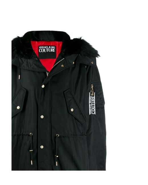 Versace Jeans Black Oversized Hooded Casual Jacket for men