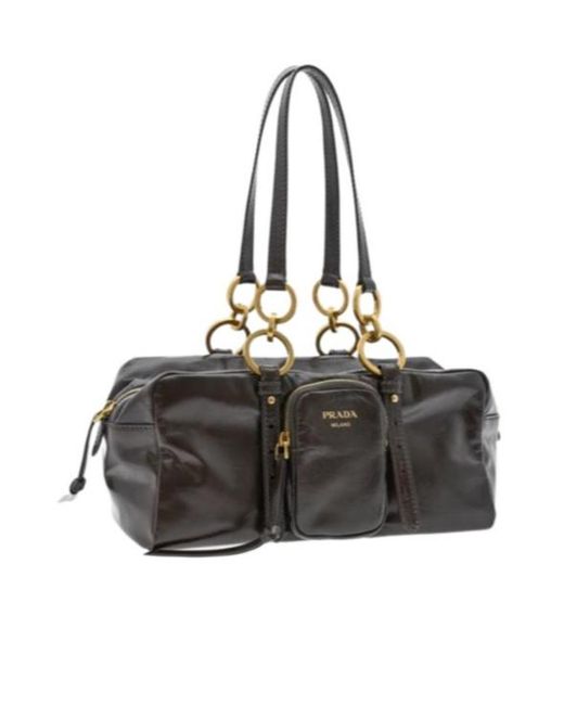 Prada Black Dangle Leather Shoulder Bag
