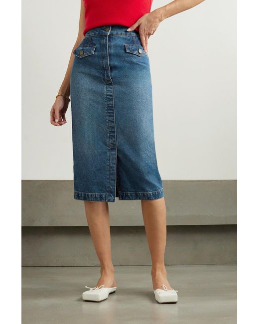 FRAME Blue Jeans Mid-Length Skirt