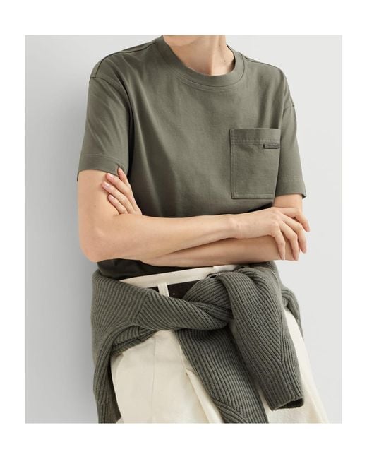 Brunello Cucinelli Green Cotton Jersey T-Shirt With Shiny Tab