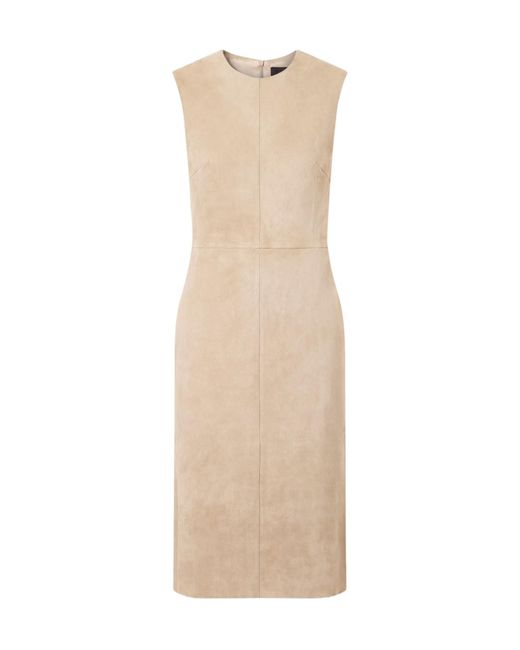 Stouls Natural Eva Paneled Suede Midi Dress
