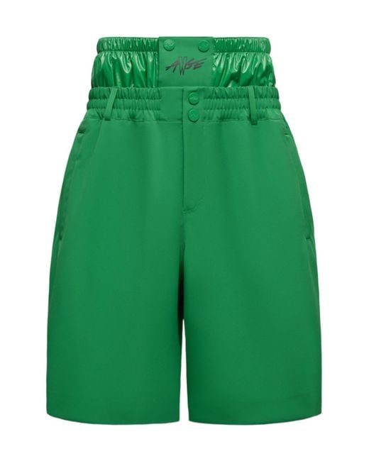 Moncler Green X Asap Rocky Logo Printed Layered Shorts for men
