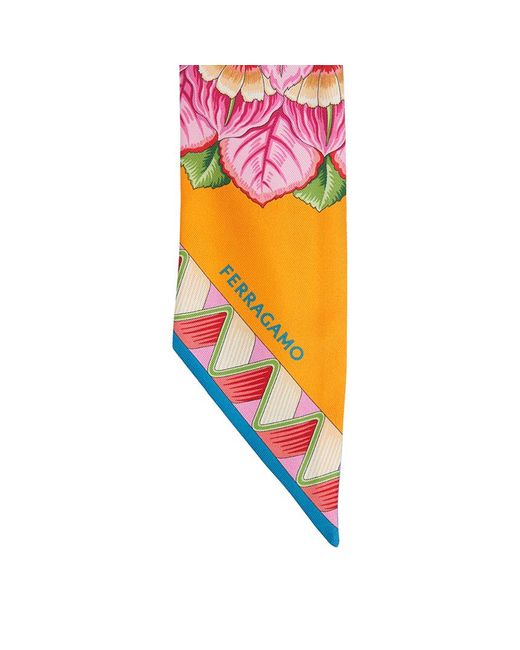 Ferragamo White Ferragamo Printed Twill Scarf