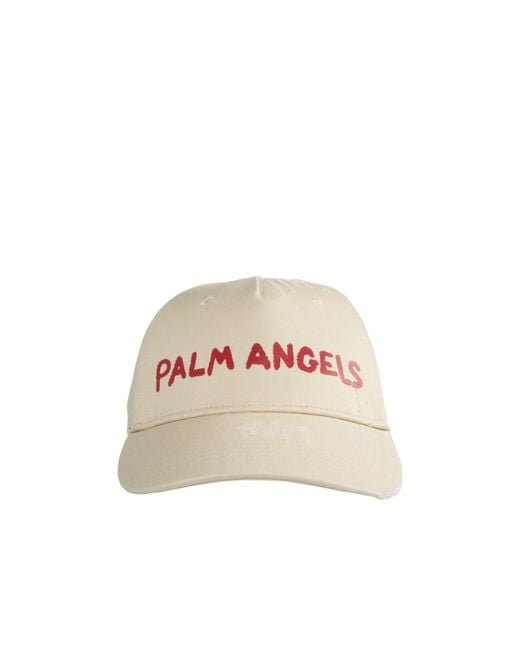 Palm Angels Natural Logo-Printed Distressed Baseball Cap for men