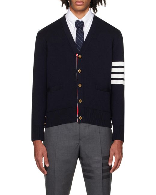 Thom Browne Blue Cardigan Scollo A V for men
