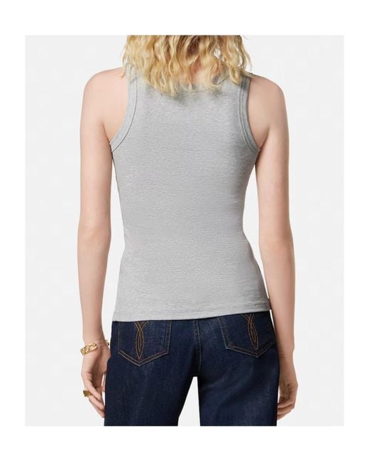 Versace Gray Ribbed Stretch Tank Top