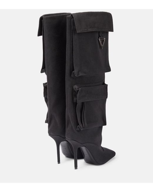 The Attico Black Sienna Canvas Knee-High Boots