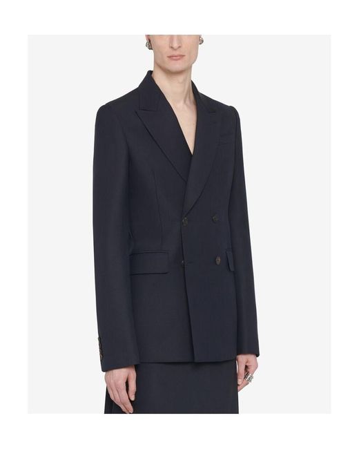 McQueen Blue Double-Breasted Tailored Blazer for men