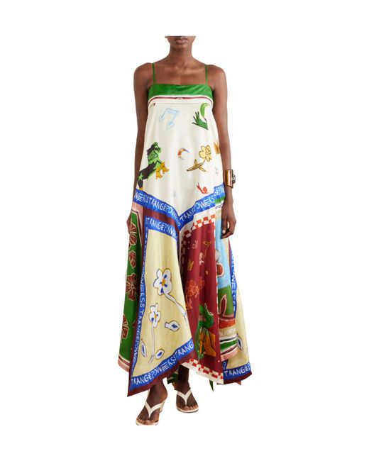 ALÉMAIS White Silk-Twill Midi Dress