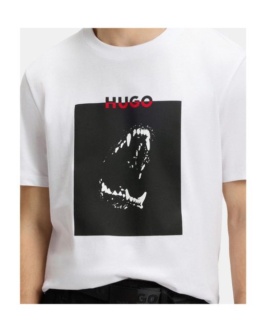 Boss White Logo Crew-Neck T-Shirt for men