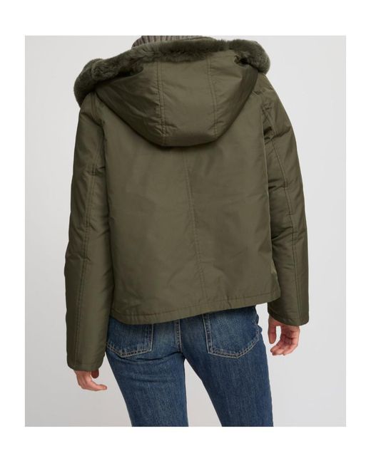 Yves Salomon Green Reversible Hooded Jacket