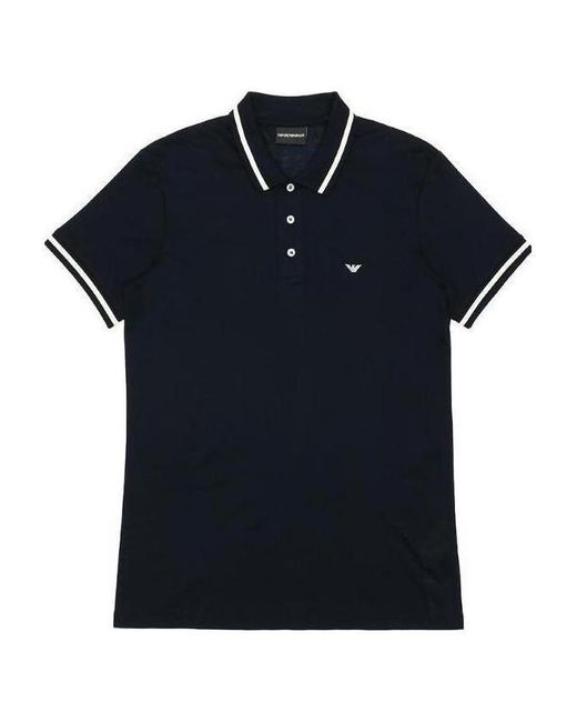 Emporio Armani Blue Eagle Embroidered Polo Shirt for men
