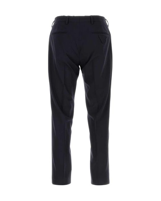Prada Blue Triangle-Logo Trousers for men