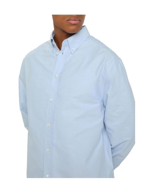 J.W. Anderson Blue Logo-Embroidered Cotton Shirt for men