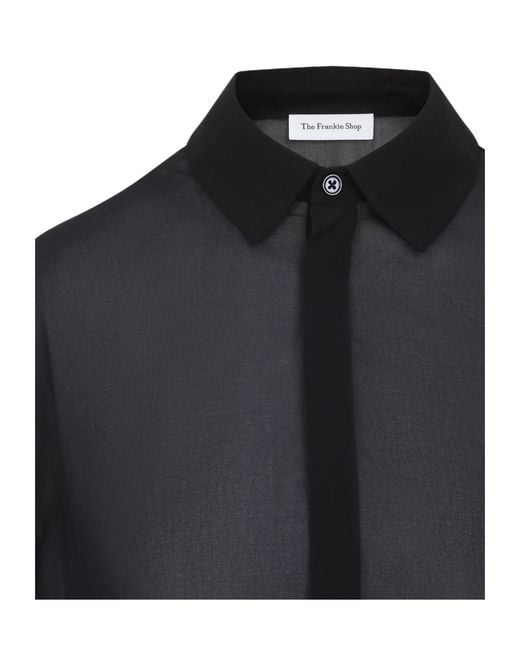 Frankie Shop Black Verlin Sheer Chiffon Tie Cuff Shirt