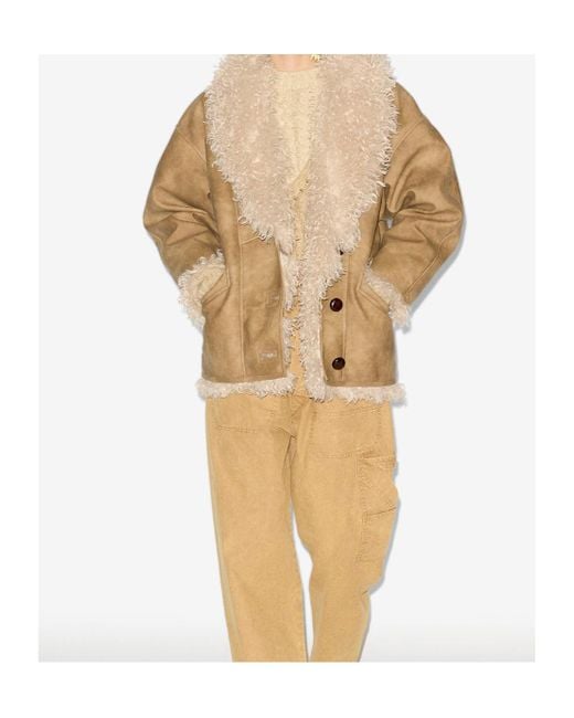 Isabel Marant Natural Isabel Marant Étoile Clea Buttoned Shearling Coat