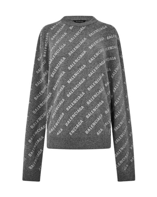 Balenciaga Gray Mini All-Over Logo Sweater