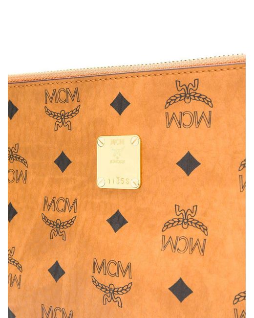 MCM Orange Visetos Small Clutch Bag