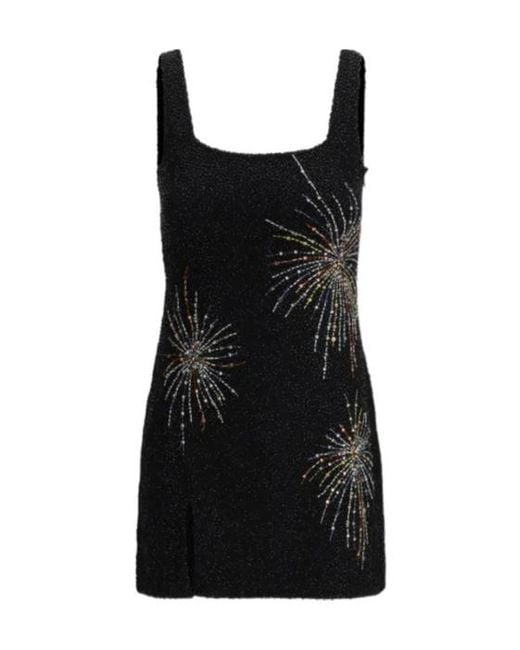 Staud Black Split Beaded Mini Dress