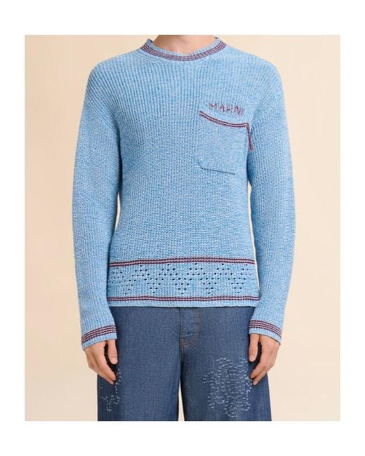 Marni Blue Mending Sweater for men