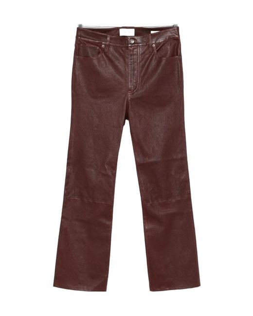 FRAME Red Reboot Crop Leather Trousers
