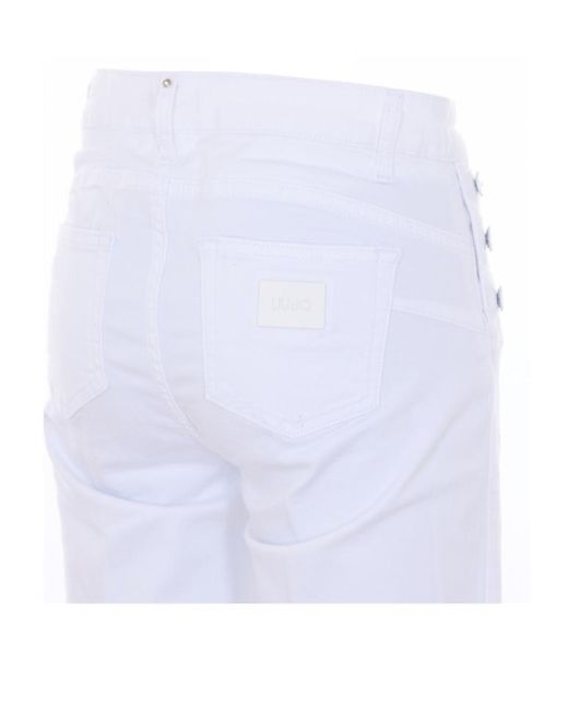 Liu Jo White Button-Detail Flared Jeans
