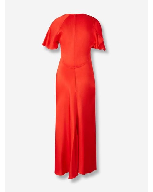 Victoria Beckham Red Short-Sleeved Dress