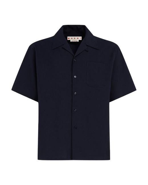 Marni Blue Patch Pocket Short-Sleeved Shirt for men