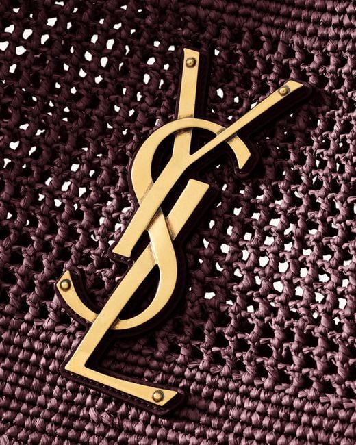 Saint Laurent Purple Icare Raffia Medium Handbag
