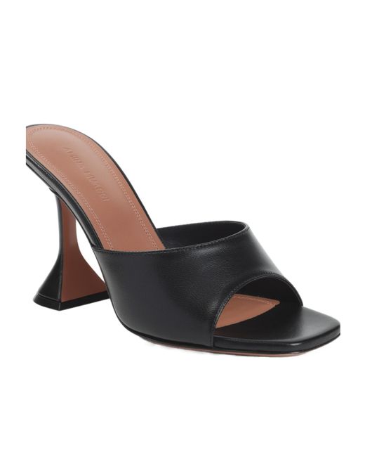 AMINA MUADDI Black Square Toe High-Heeled Sandals