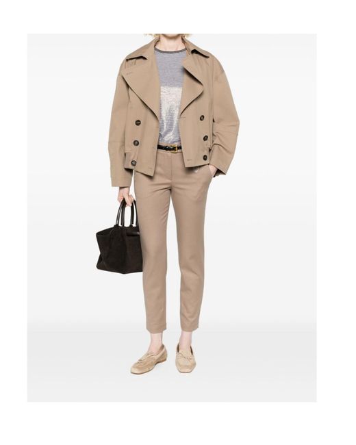 Brunello Cucinelli Natural Logo-Patch Trousers