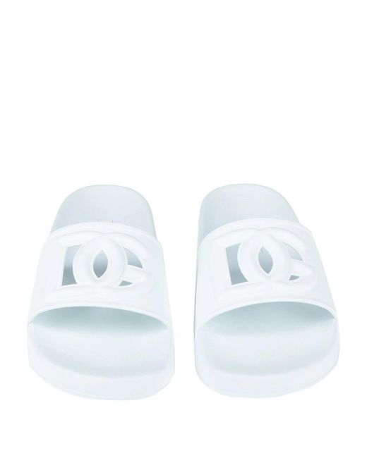 Dolce & Gabbana White Pool Slides Sandals