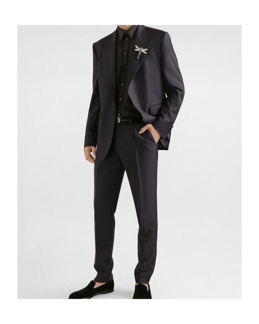 Dolce & Gabbana Blue Pleated Tailored Pants for men