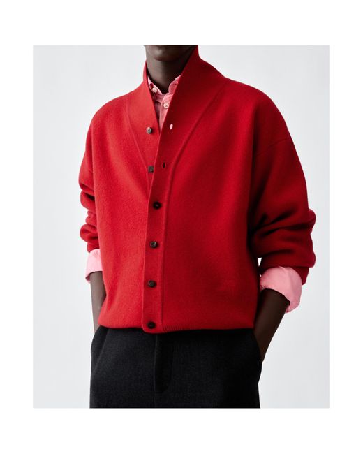 Jacquemus Red Button-Up Knit Cardigan for men