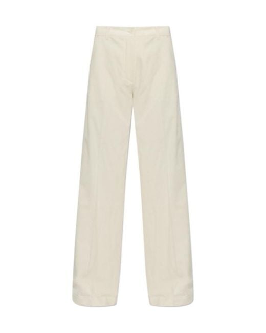 Paul & Shark White Wide-Leg Corduroy Pants