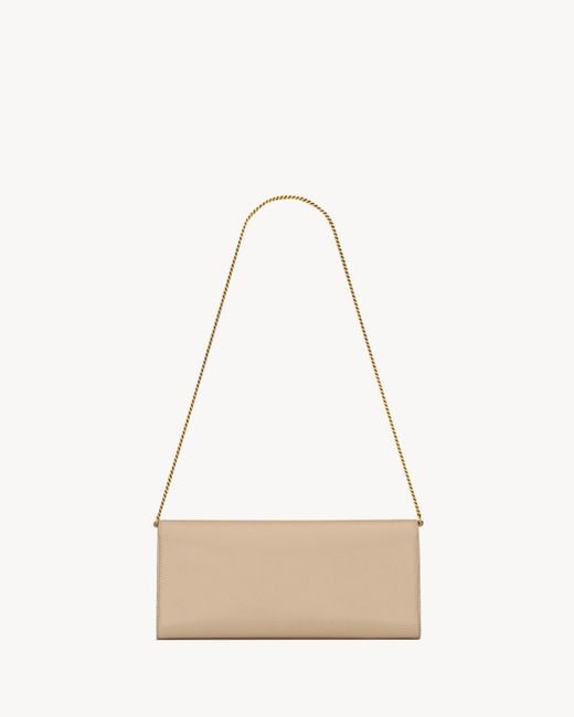 Saint Laurent White Kate Foldover Top Clutch Bag