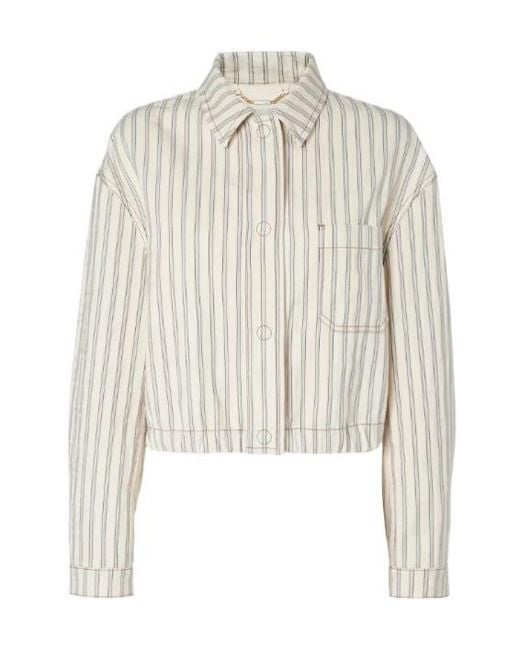Fendi White Ff Striped Denim Jacket