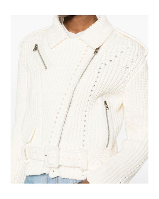 Ermanno Scervino White Zip-Up Belted Jacket