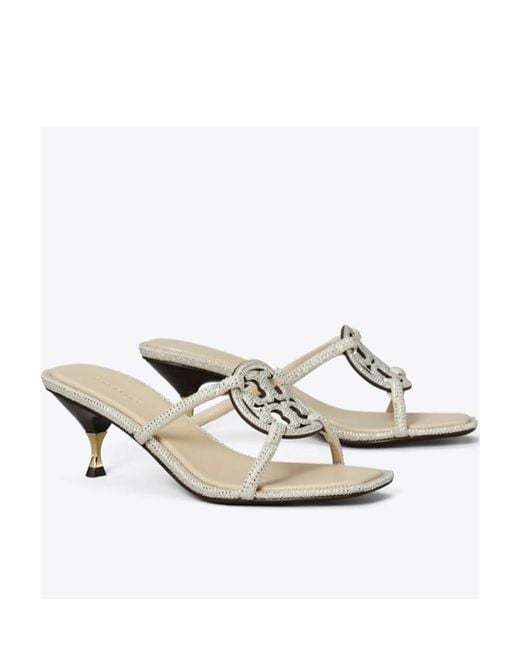 Tory Burch White Miller Embellished Sandals
