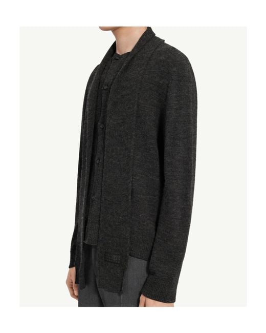 MM6 by Maison Margiela Black Scarf Knit Cardigan for men