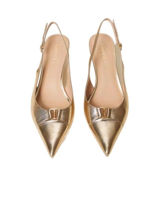 Twinset Natural Pointed Toe Slingback Pumps