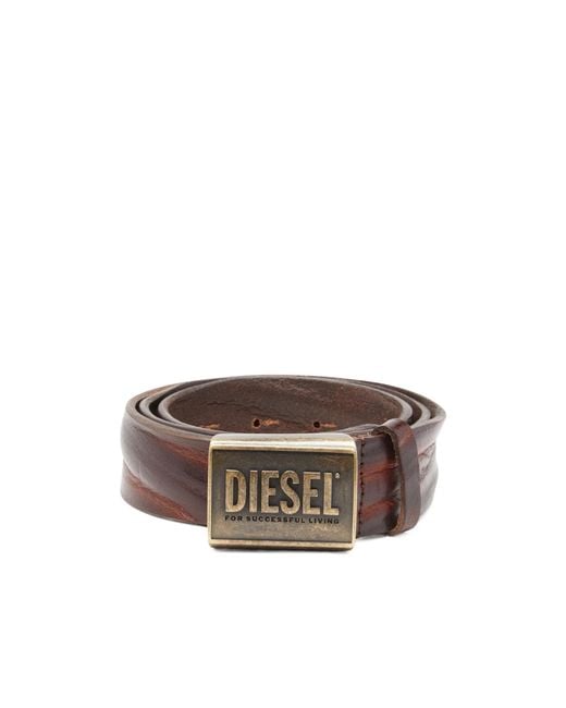 DIESEL Brown B-Metal Biscotto Belt for men