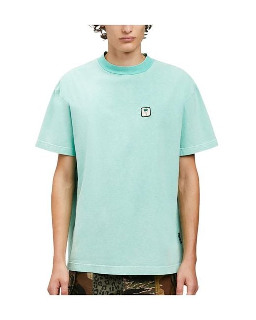 Palm Angels Green Palm Tree-Logo Cotton T-Shirt for men