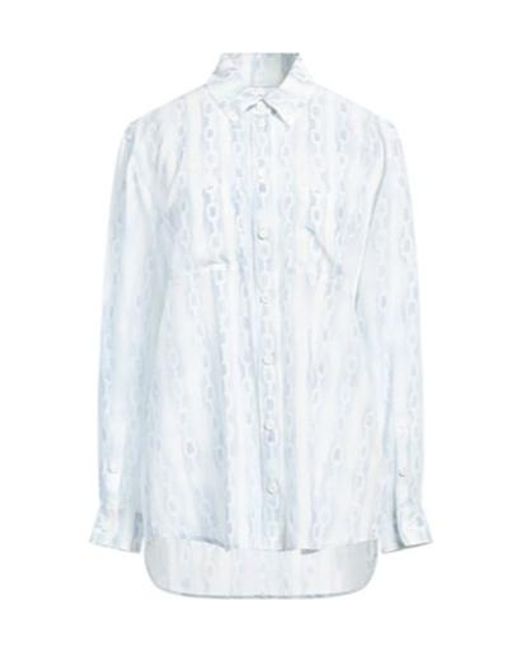 Burberry White Printed Silk Button-Down Shirt