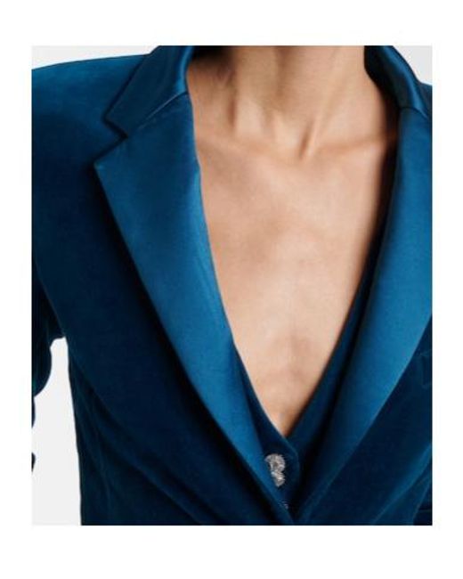 Rabanne Blue Cotton-Blend Velvet And Satin Blazer