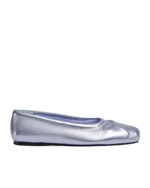 Marni Gray Square-Toe Slip-On Flats