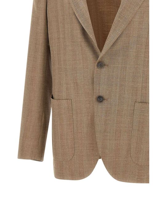 Biagio Santaniello Brown Single-Breasted Suit Jacket for men