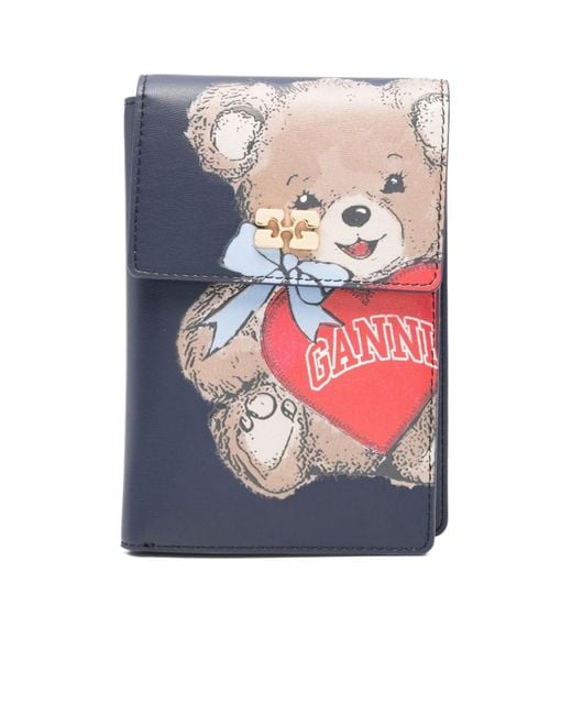 Ganni Gray Bear-Graphic Wallet