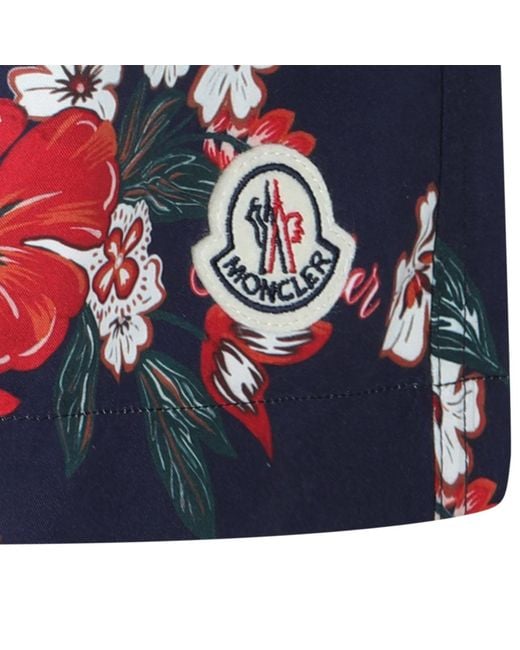 Moncler Blue Pattern-Printed Swim Shorts for men